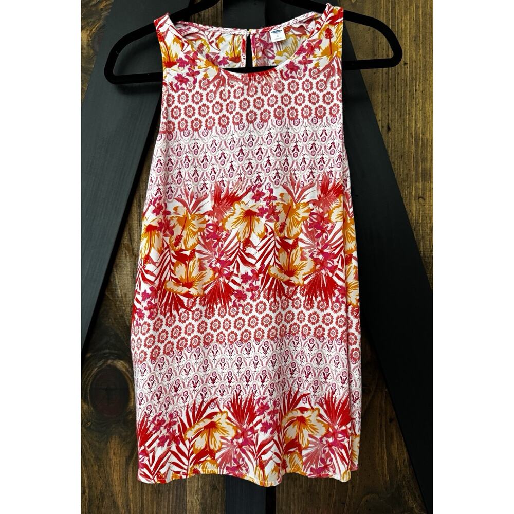 Old Navy Sleeveless Tropical Top Size L Keyhole Back